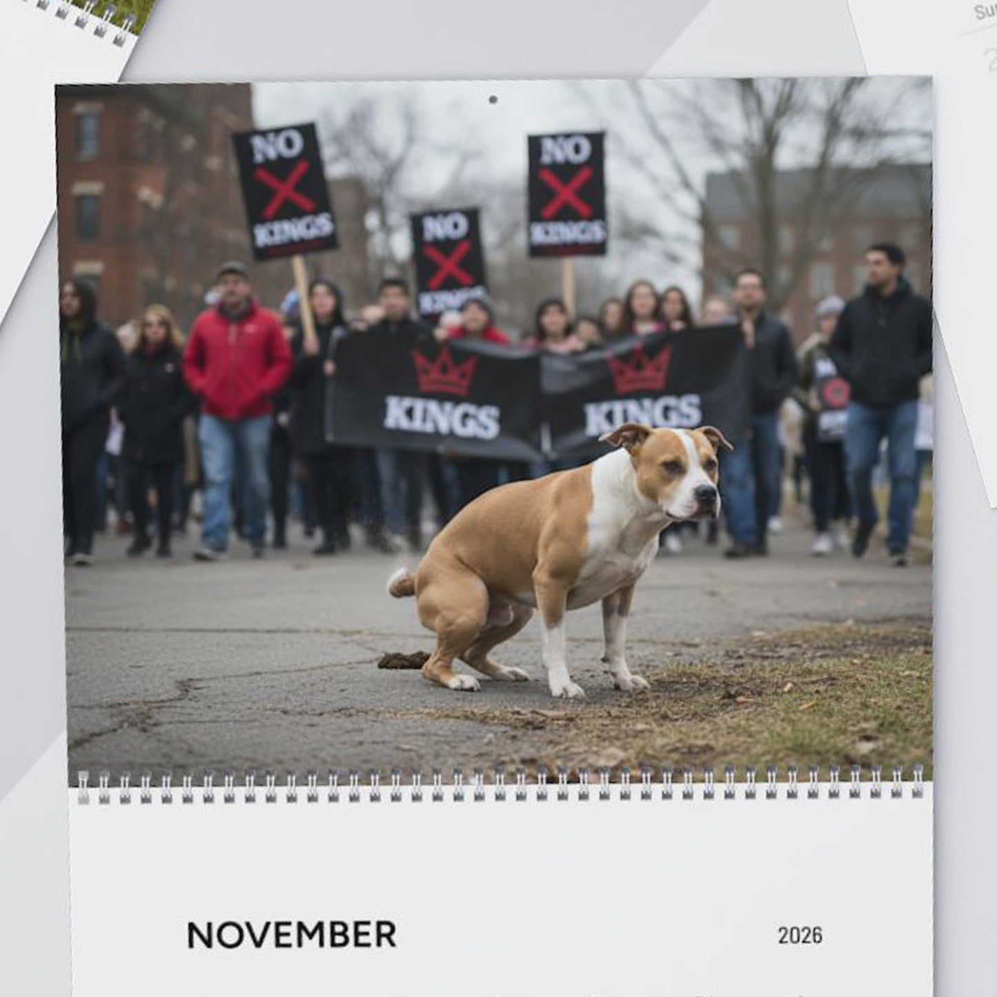 Pooping Dogs Owning Liberals 2026 Calendar - Funny Calendar & White Elephant Gag Gift Calendar