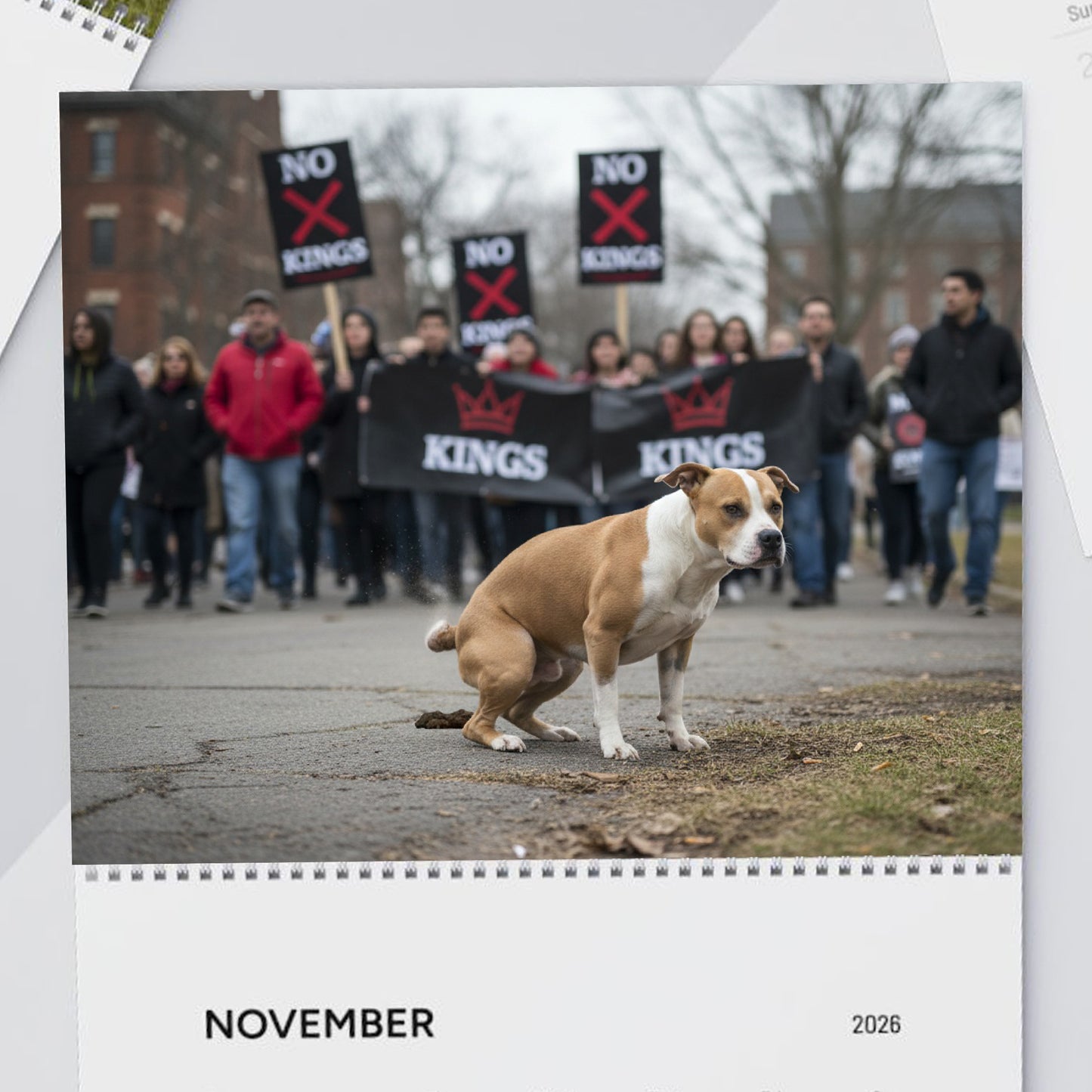 Pooping Pooches Owning Liberals 2026 Calendar - Funny Calendar & White Elephant Gag Gift