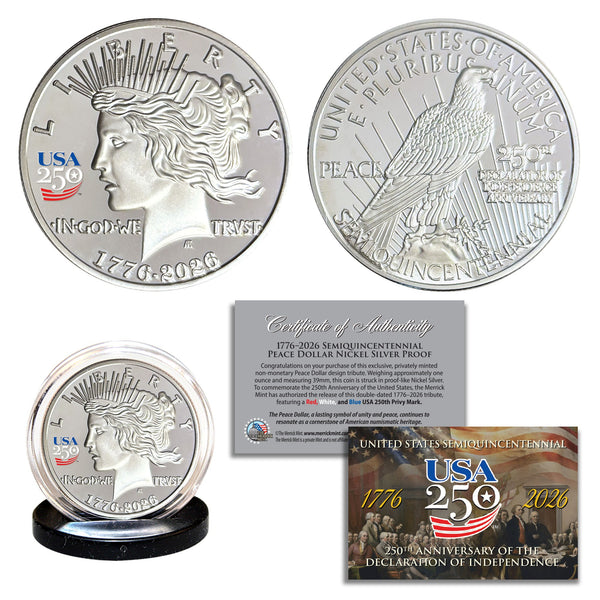 America 250th Peace Dollar Nickel Silver Proof Coin – Proud Patriots