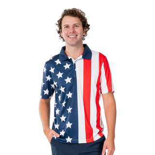Men's Performance Golf American Flag Shirt