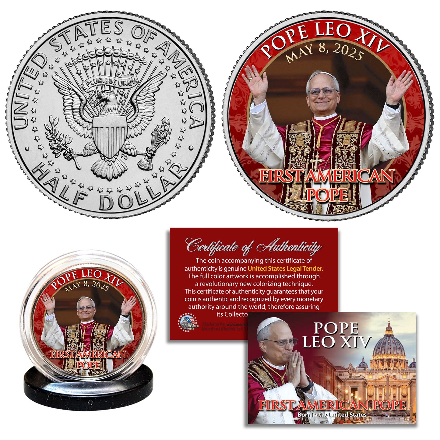 Pope Leo XIV The First American Pope - Collectible Half Dollar 2025 JFK Coin