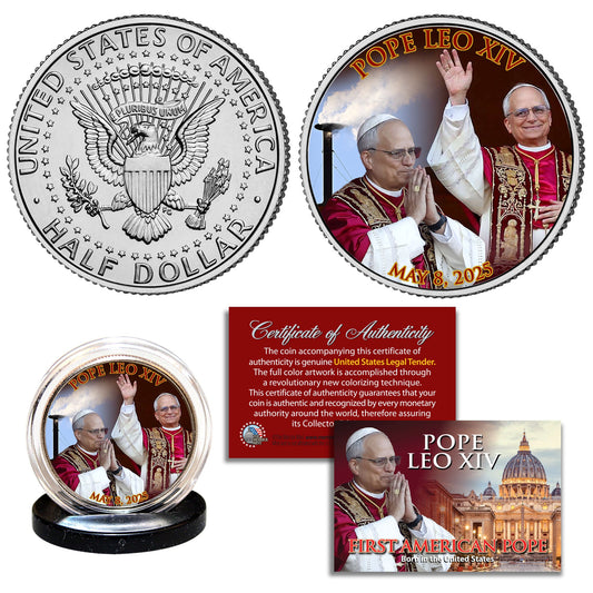 Pope Leo XIV Dual Image White Smoke - Collectible Half Dollar 2025 JFK Coin