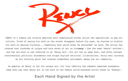 Donald Trump "Trumpie Rich" Presidential Mugshot U.S. $2 Bill Pop Art Signed by Artist Rency