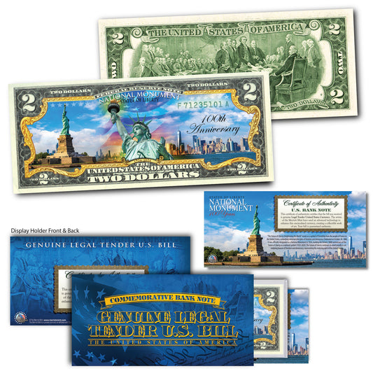 Statue of Liberty National Monument 100th Anniversary - Genuine Legal Tender Collectible $2 Bill