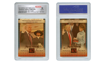President Trump 45th & 47th Inauguration - Gold Pearl Flip Trading Card