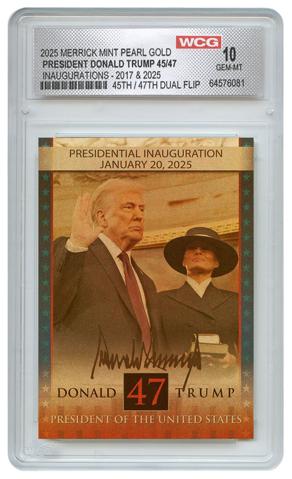 President Trump 45th & 47th Inauguration - Gold Pearl Flip Trading Card