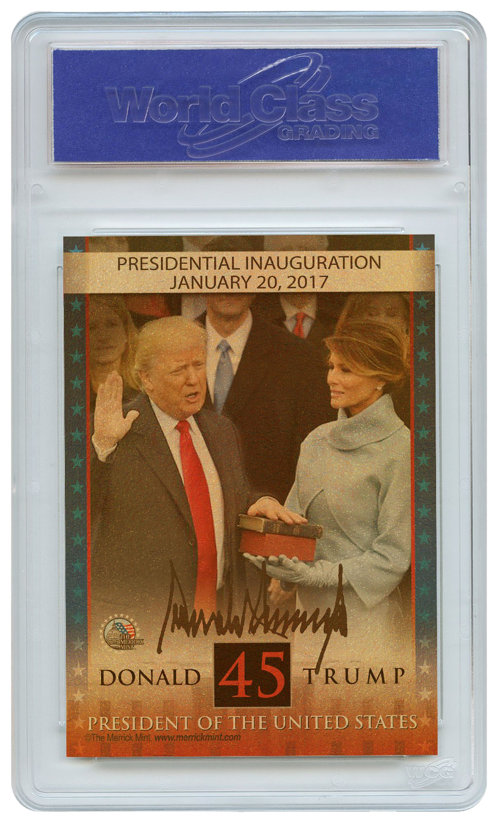 President Trump 45th & 47th Inauguration - Gold Pearl Flip Trading Card