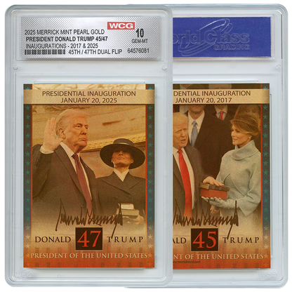 President Trump 45th & 47th Inauguration - Gold Pearl Flip Trading Card