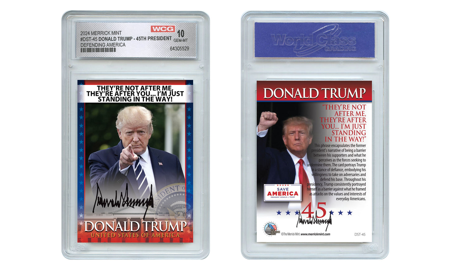 Donald Trump Defending America Trading Card (Graded GEM-MT 10)