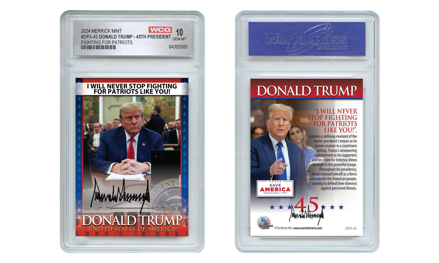Donald Trump Fighting For Patriots Trading Card (Graded GEM-MT 10)