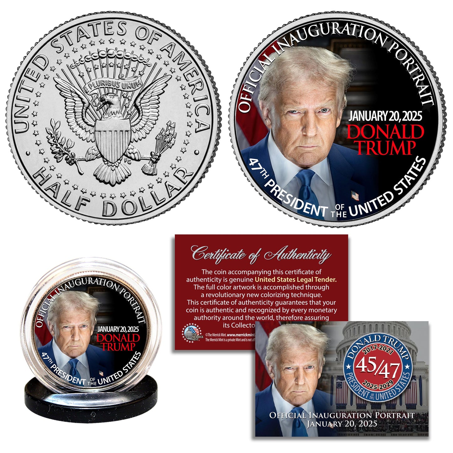 Donald Trump 47th President Official Portrait Collectible Half Dollar Coin