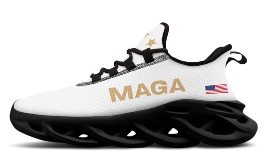 White and Gold MAGA Trendy Sneakers