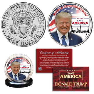DONALD TRUMP “America Stands with Trump” - Authentic JFK Half Dollar