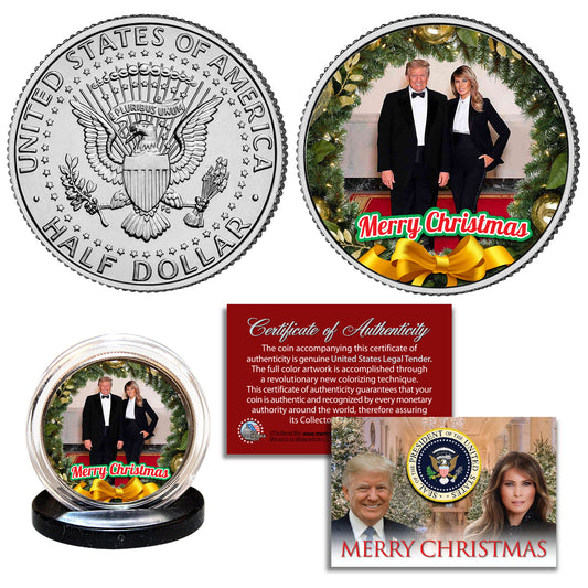 Christmas 2023 - Donald & Melania Trump (In Tuxedo) - Authentic JFK Half Dollar