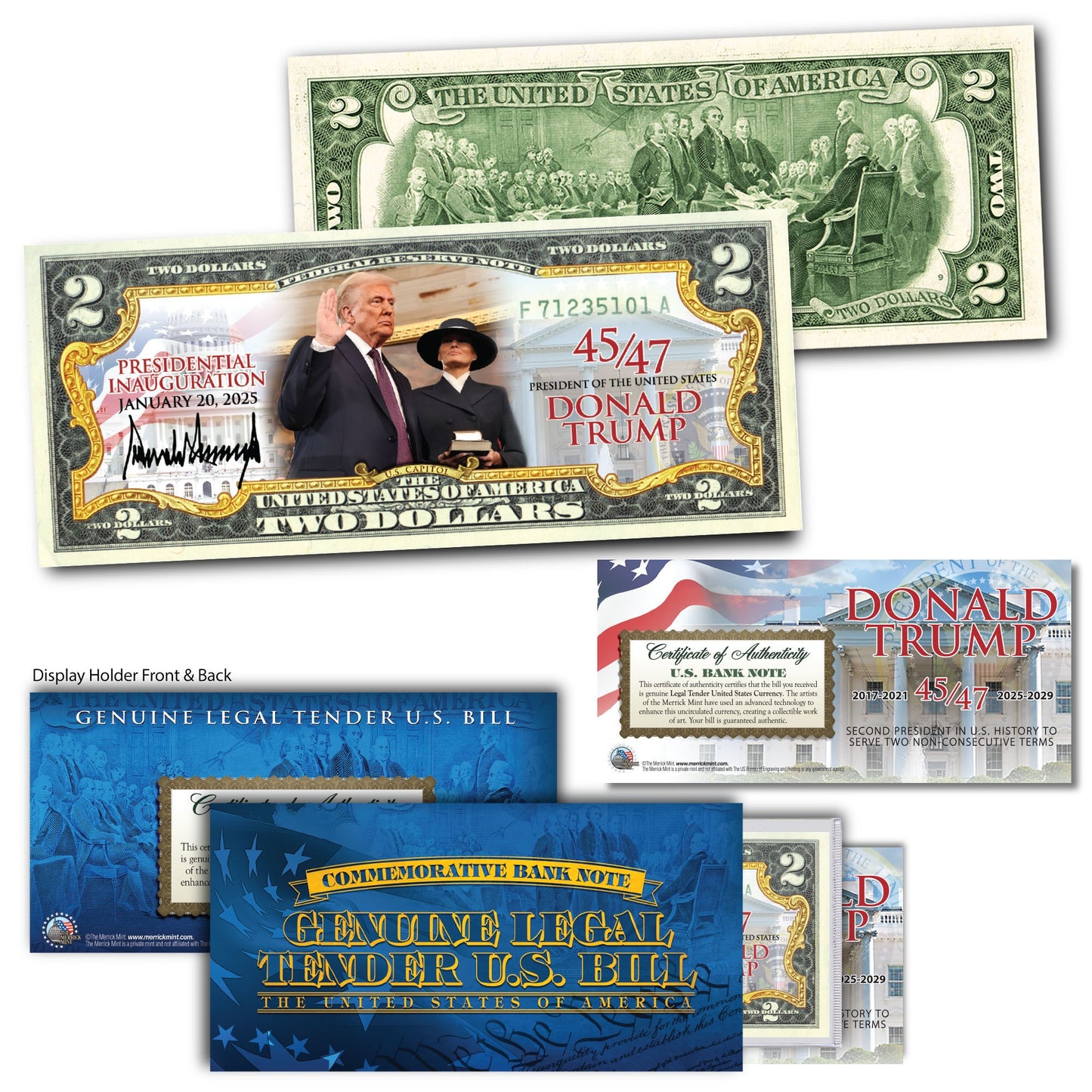 President Donald Trump Collectible $2 Bill Inauguration Oath (Genuine Legal Tender)