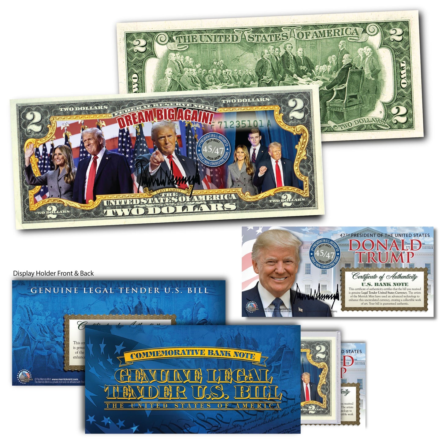 Donald Trump DREAM BIG! $2 Bill - Genuine Legal Tender