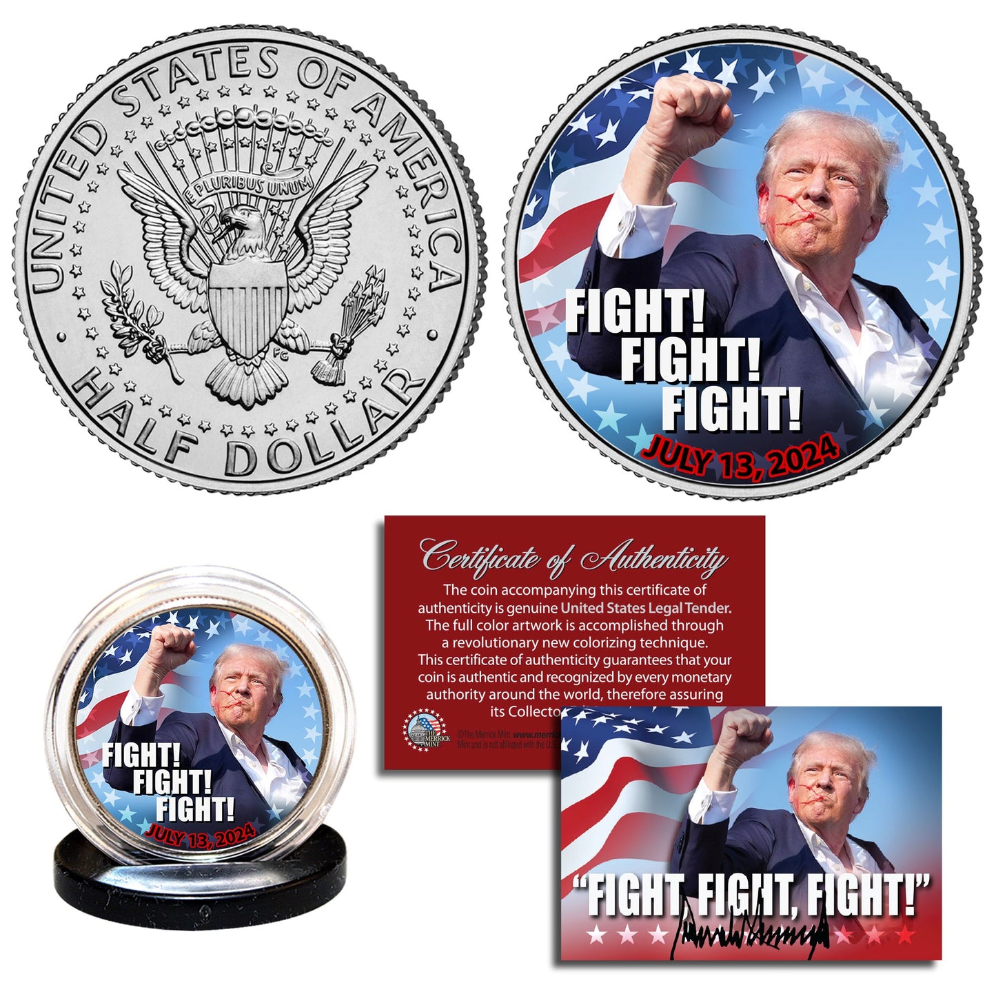 "Fight, Fight, Fight" Coin - Genuine US Half Dollar Collectible Coin