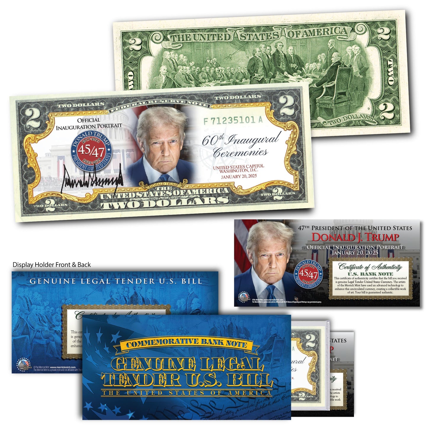 Donald Trump 47th President Official Portrait Collectible $2 Bill (Genuine Legal Tender)