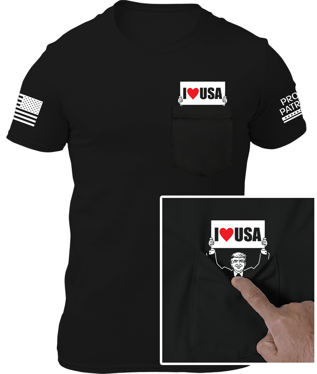 I ❤️ USA "Hidden Trump" Pocket Shirt