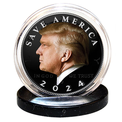 Black Ruthenium Donald Trump - "Save America 2024" - Authentic U.S. JFK Half Dollar