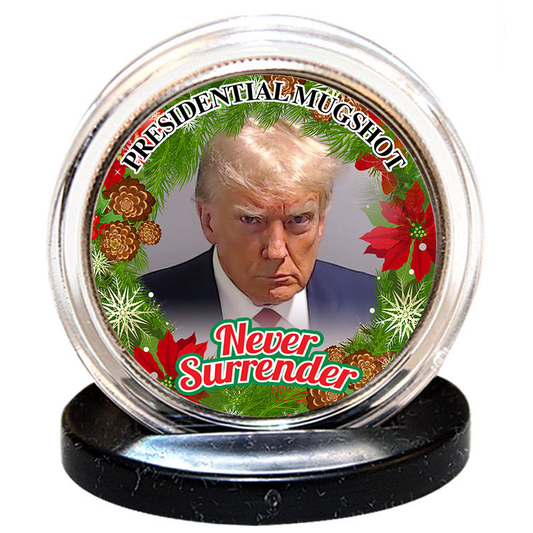 [Christmas Edition] - Trump Mugshot - Authentic JFK Half Dollar