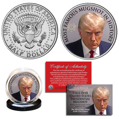 NEW Trump Mugshot - Authentic JFK Half Dollar