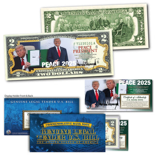 The Peace President - Genuine Legal Tender Collectible $2 Bill