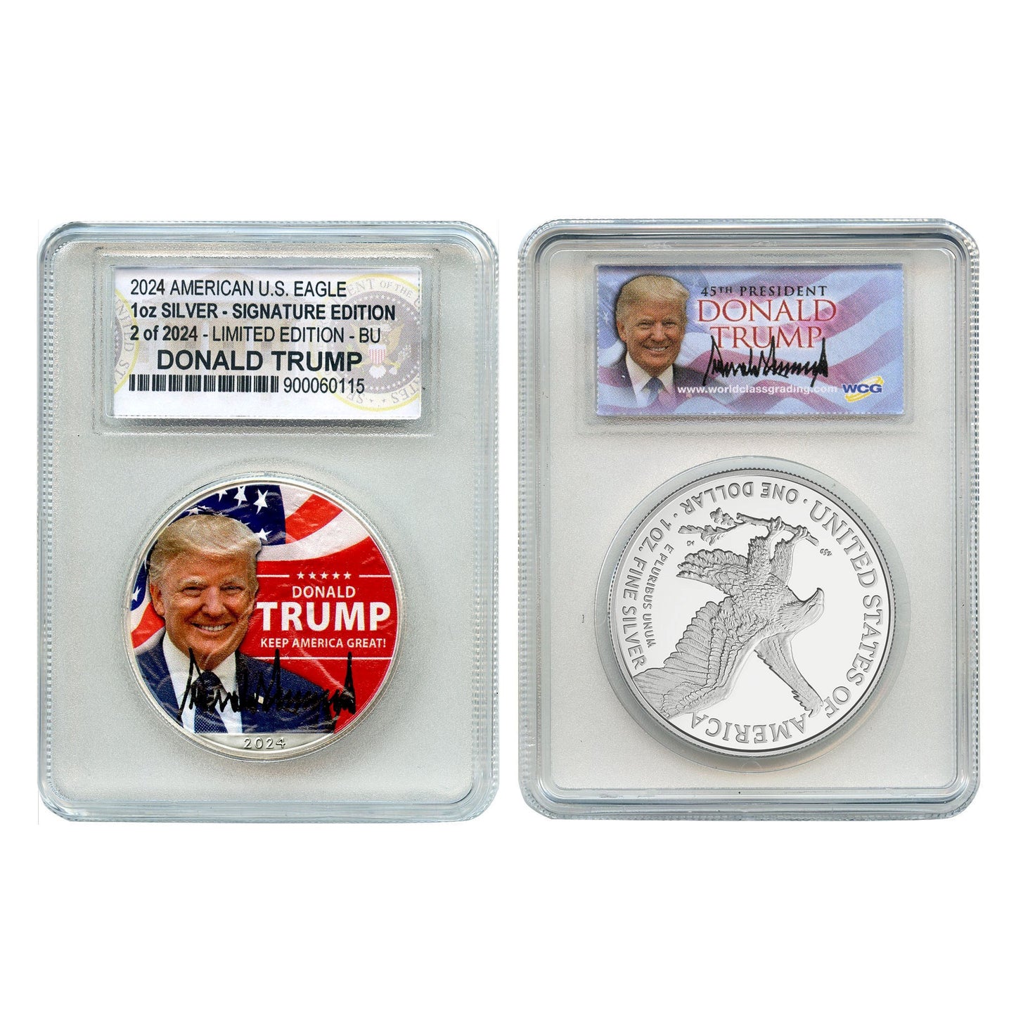 Trump 2024 Silver Eagle Slabbed – Signature Edition Numbered 1 to 2,024