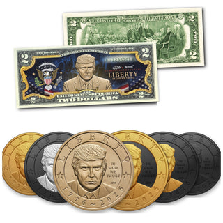 Trump 250th $2 Bill + 6-Coin Complete Set