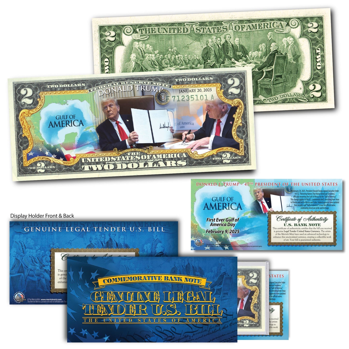 President Donald Trump Gulf of America Collectible $2 Bill (Genuine Legal Tender)