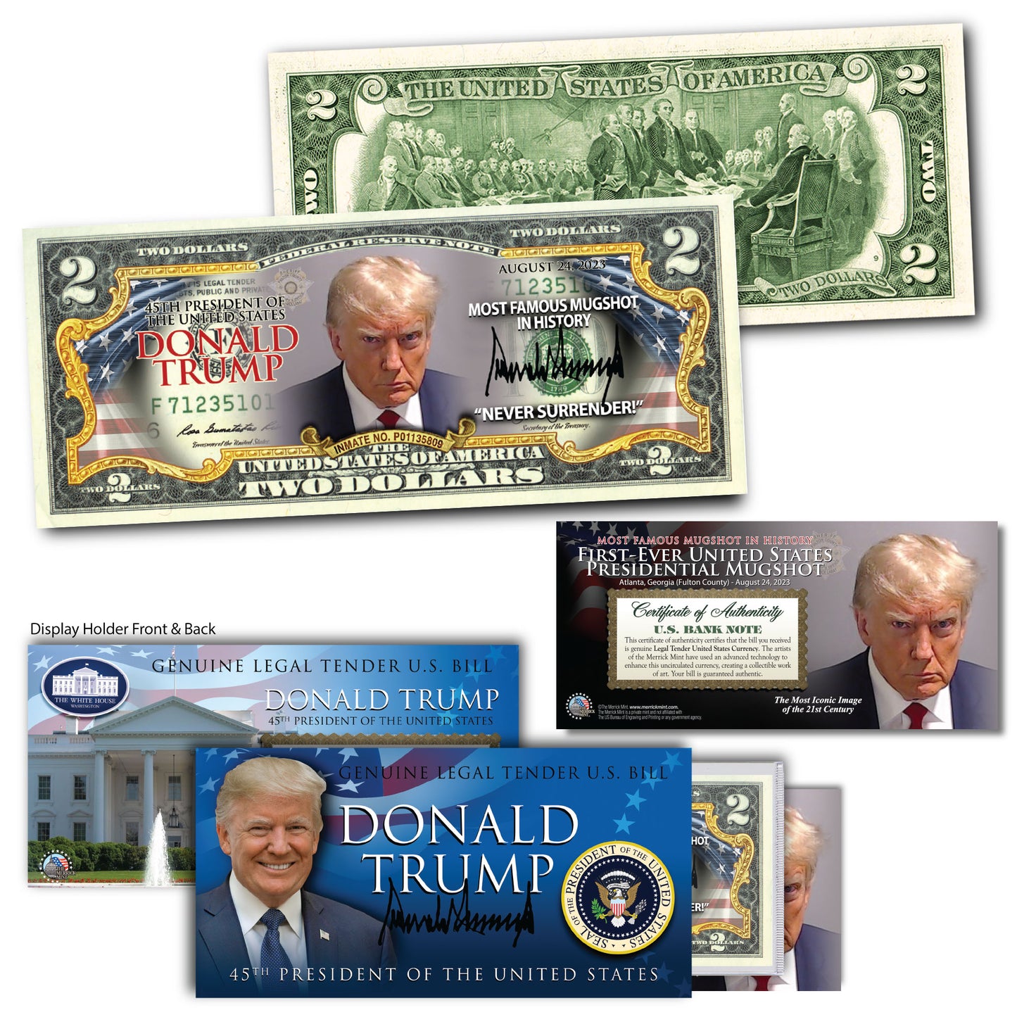 Trump Mugshot - Genuine Legal Tender U.S. $2 Bill