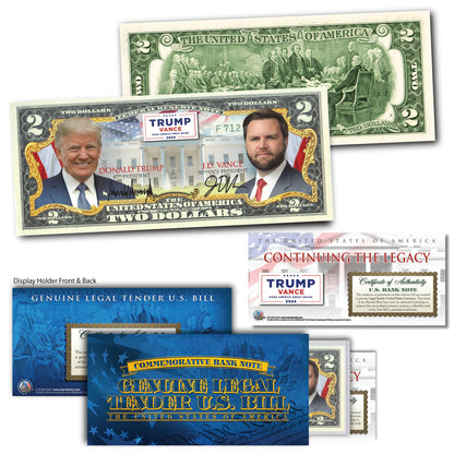 Trump Vance 2024 $2 Bill - Genuine Legal Tender