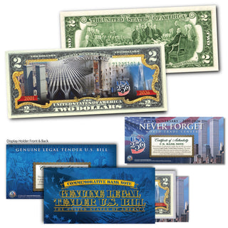 September 11th 25th Anniversary Commemorative $2 Bill - Genuine Legal Tender $2 US Bill