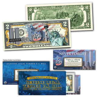 9/11 25th Anniversary + America's 250th Anniversary Commemorative $2 Bill