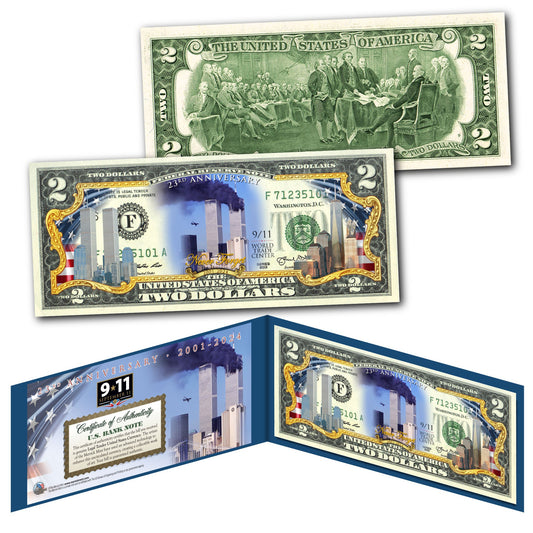 23rd Anniversary (2001-2024) Collectible September 11th Genuine Legal Tender $2 US Bill