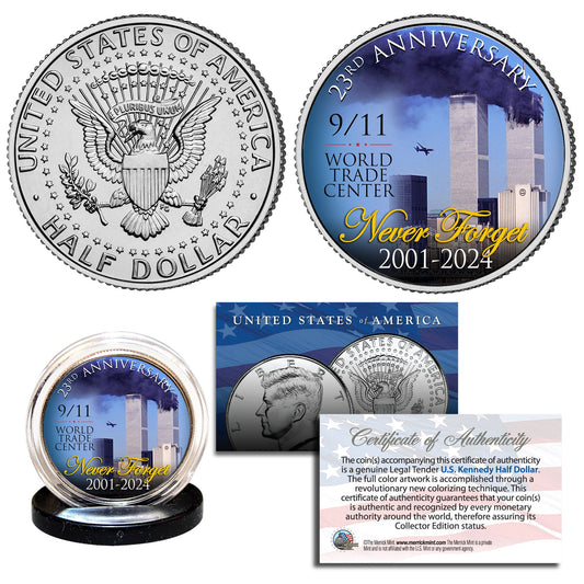 23rd Anniversary (2001-2024) Collectible September 11th Authentic JFK Half Dollar