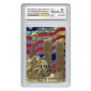 9/11 Never Forget 25th Anniversary Gold Card Flag Hologram – Graded 10, Limited #/2,026
