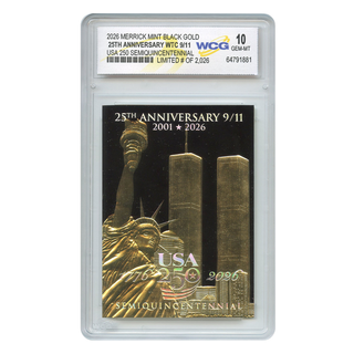 9/11 Never Forget 25th Anniversary Card Black & Gold Hologram – Graded 10, Limited #/2,026