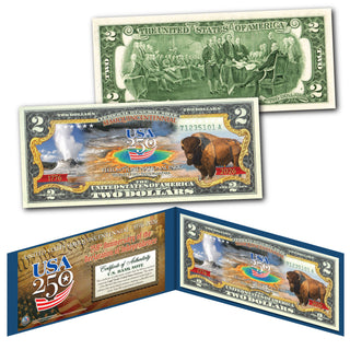 Yellowstone Genuine Legal Tender $2 Bill – USA 250th Collector's Edition
