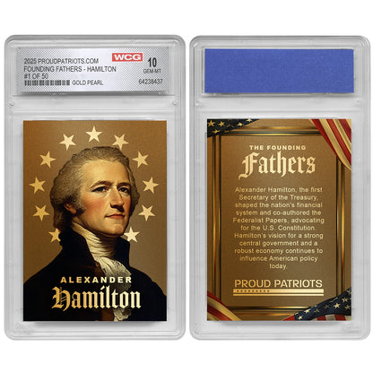 Founding Fathers Set of 7 Trading Cards | Gold Pearl | Only 50 Available | Individually Numbered - All Matching Numbers | Graded GEM-MT 10