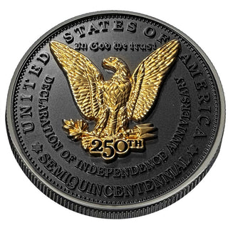 All Three 3D Tribute Coins With USA 250 Privy Marks (Black Ruthenium & 24k Gold)