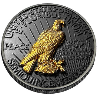 All Three 3D Tribute Coins With USA 250 Privy Marks (Black Ruthenium & 24k Gold)