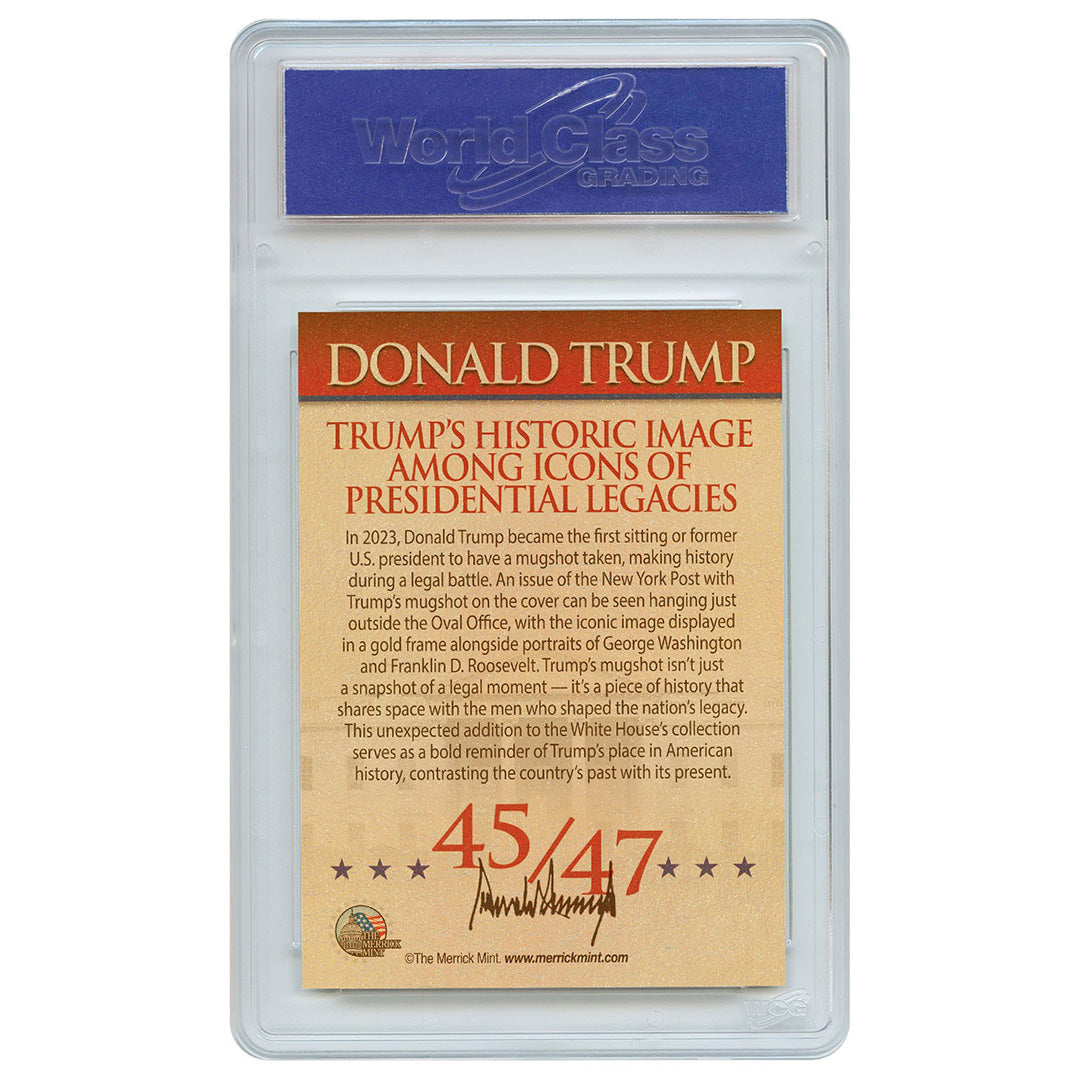 Gold Donald Trump Mugshot in the Oval Office Trading Card | Only 50 Available | Individually Numbered | Graded Gem Mint 10