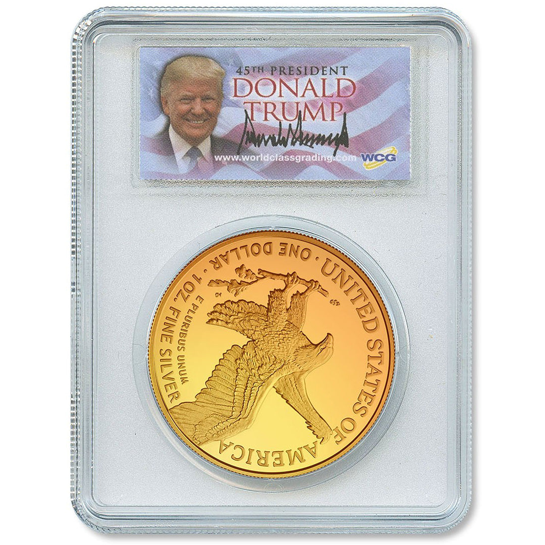 President Trump Official Portrait Silver Eagle Slabbed - 24K Gold Plated (Limited/Numbered of 500)