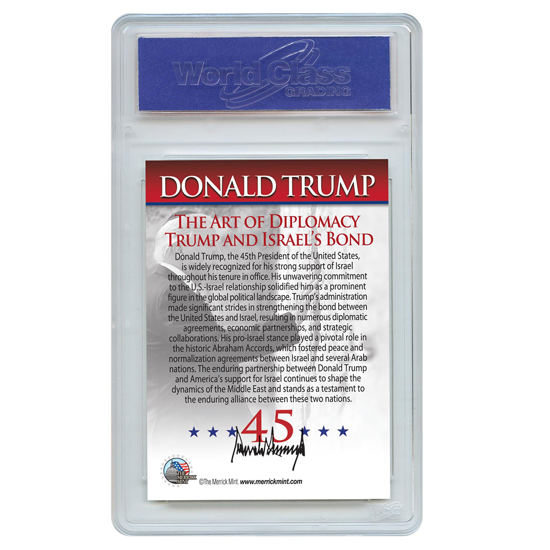 Trump's Support For Israel Collectible Trading Card - Graded Gem Mint 10