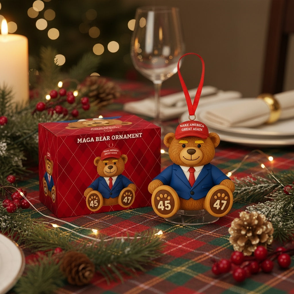 MAGA Bear Christmas Ornament