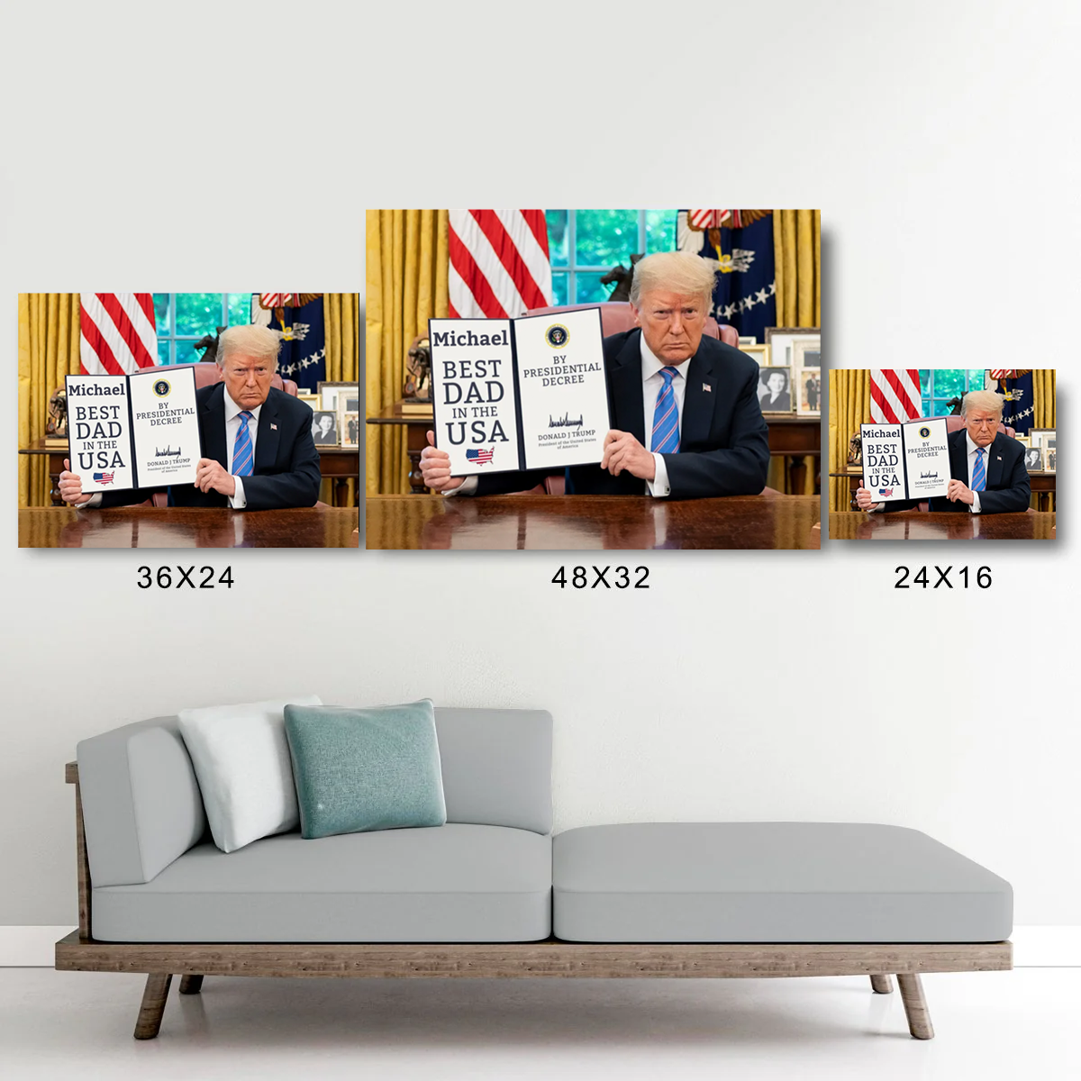 Best Dad In The USA Custom Trump Canvas - Insert A Name (Makes A Great Gift)