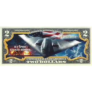 B-2 Spirit Stealth Bomber - Genuine Legal Tender U.S. $2 Bill
