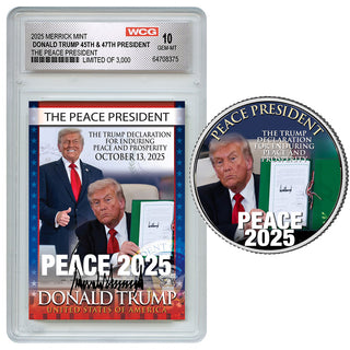 Peace President Individually Numbered (to 3,000) Collectible Card + FREE MATCHING COIN!