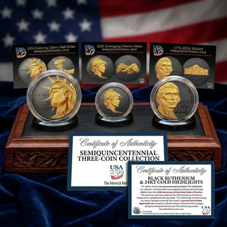 Liberty Coin Set 1776-2026 | Black Ruthenium Finish with 24K Gold Highlights
